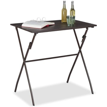 Relaxdays Folding Garden Table, Wood Look, Square,