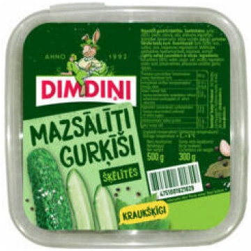 Mazsālīti gurķīši šķēlītēs 500g (300g), Dimdiņi