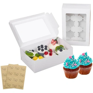 LONGTEAM 24 Pack 6 caurumi taisnstūra Cupcake kast