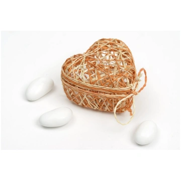 scatolina cuore in fibra di abaca melange