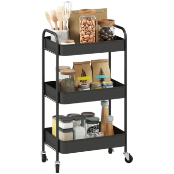 HOMCOM Serving Trolley with 3 Levels, Kitchen Trol