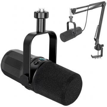 Usb/xlr dinamiskais mikrofons ar statīvu satura ve