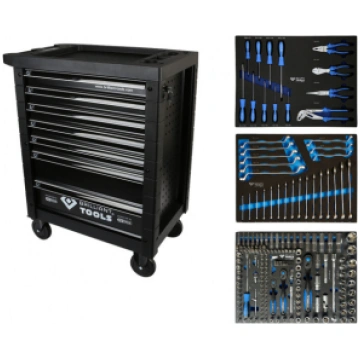 Tool cabinet with 7 drawers and 207 tools, Brillia