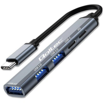 HUB USB Qoltec HUB adapter USB-C 3.1 | USB-C PD | 