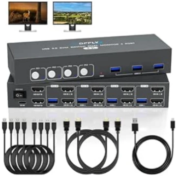 USB 3.0 HDMI KVM slēdzis 4 PC 2 monitoriem ar 3 US
