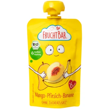 FruchtBar BIO mango, persiku, banānu biezenis (6m+