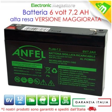 Batteria Ermetica Ricaricabile al Piombo 6V Volt 7