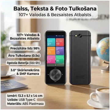 Viedais balss tulkotājs ar 107 valodu atbalstu