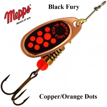 Rotējošais māneklis Mepps Black Fury Copper Orange