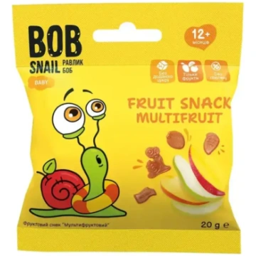 Dažādu augļu uzkoda BOB SNAIL, 20g