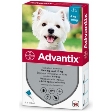 Advantix pretblusu pilieni suņiem 4–10 kg 100/500