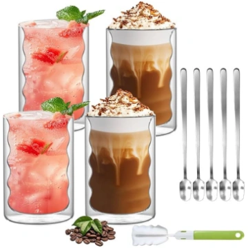 4 divstūra glāžu komplekts Latte Macchiato ar karo