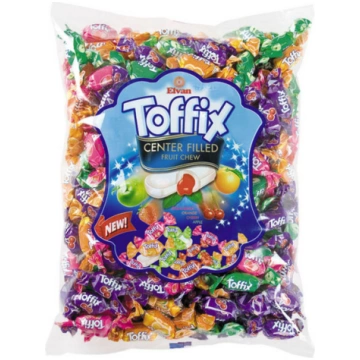 Mikstās karameles ar augļu sīrupa pildījumu Toffix