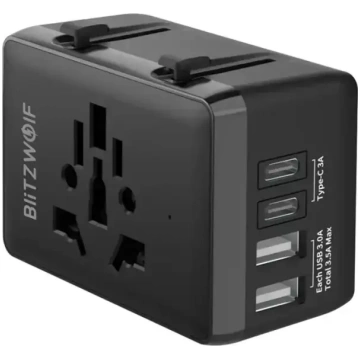 Blitzwolf BW-TA1 4-in-1 ceļojumu adapters 2xUSB + 