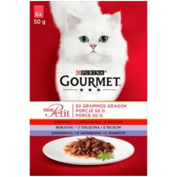 Mitrs kaķu barības Gourmet mon Petit MIX gaļas, 6x