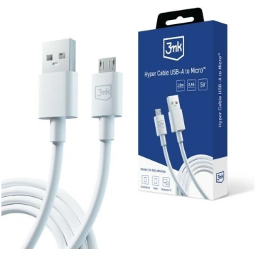 3MK Hyper Cable USB-A - Micro USB 1.2m 5V 2.4A Whi
