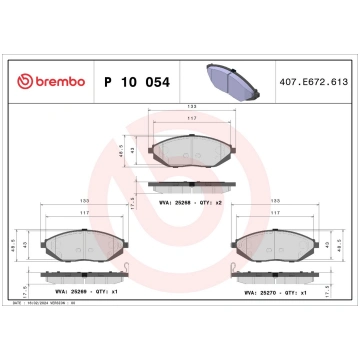 Bremžu uzliku kompl., Disku bremzes BREMBO P 10 05