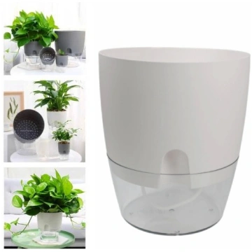 Self Watering Pot - 14.5cm - White - With Irrigati