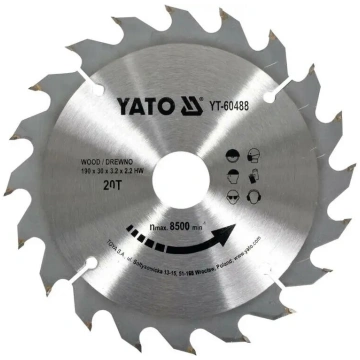 Ripu zāģa disks YATO YT-60488 TCT kokam, 190 mm di