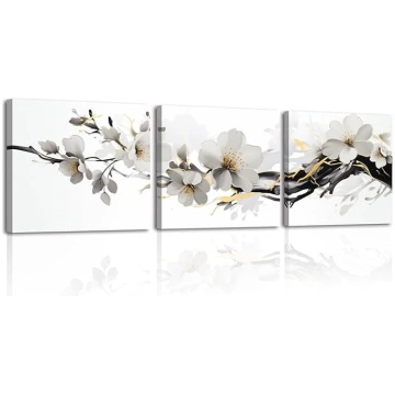 Piy Painting Peach Blossom Canvas Picture Set, Bla