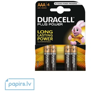 Baterijas Duracell AAA LR03-BP4 Alkaline Plus Powe