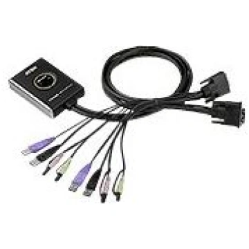 Aten 2-Port USB DVI/Audio Cable KVM Switch with Re