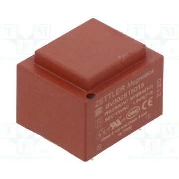 Transformer: encapsulated; 1.5VA; 230VAC; 15V; 100
