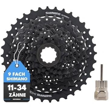MSZweirad Shimano velosipēda kasete, 9 ātrumi, CS-