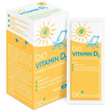 BIOVITAMĪNS D3, pulveris paciņās, 20 gab. GadotBio