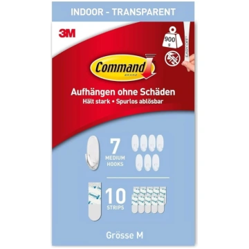 Command Transparent White Adhesive Hooks, 7 pašlīm