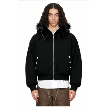 IAC | PLUSH AND FUR BOMBER JACKET - M / Gray