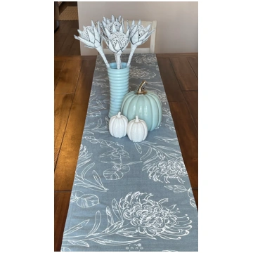 Anna's Blue Protea Linen Table Runner Anna Pr