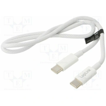 Cable; USB 2.0; USB C plug,both sides; 500mm; whit