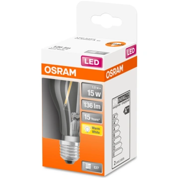 Spuldze Osram LED, E27, balta krās., E27, 1.5 W, 1