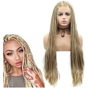 26" Blond Highlight Box Braided sintētisko mežģīņu