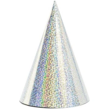 Party Deco Czapeczki imprezowe holograficzne srebr