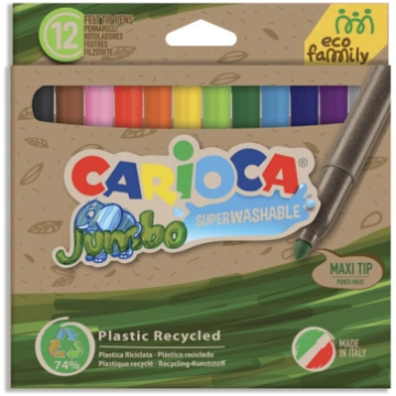 Flomasteri CARIOCA Jumbo EcoFamily, 12 krāsas