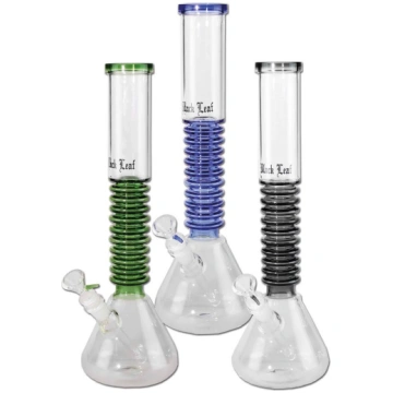 Bong in vetro Anelli 39cm - Black Leaf - Blu