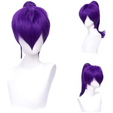 Īss taisns violets sievietes kostīms Cosplay parūk