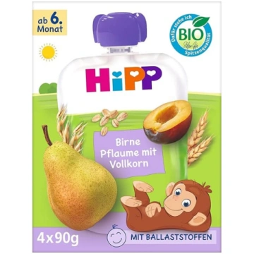 HiPP Organic Quetschie Pear Plum with Whole Grain,