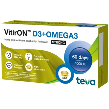 VITIRON D3 4000SV + Omega-3 Strong kapsulas N60