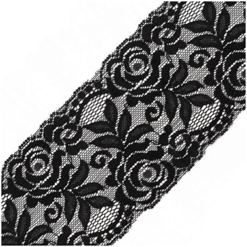 Elastīga mežģīnes lente 9,5cm 180738 - 3 melna
