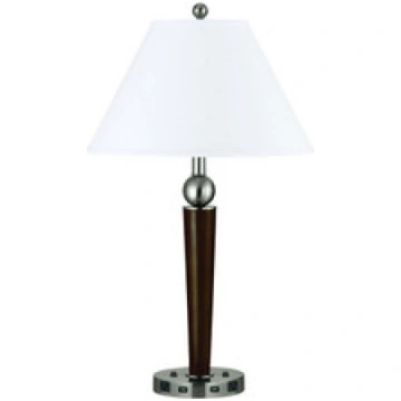29" Nickel Metal Two Light Usb Table Lamp With Whi