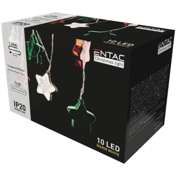 LED Ziemassvētku virtene - Zvaigznes, 1.65m, 10 LE