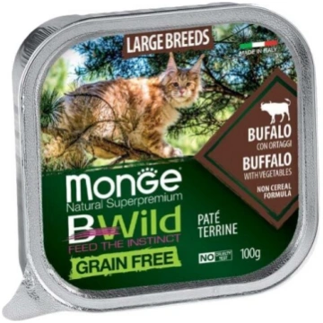 MONGE CAT BWILD BUFFALO konservi kaķiem pastēte Bi