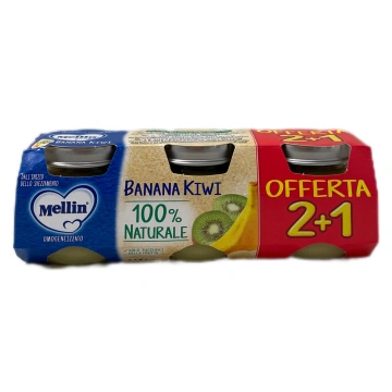 Mellin Omogenizzato Banana Kiwi 100% Naturale 2+1 