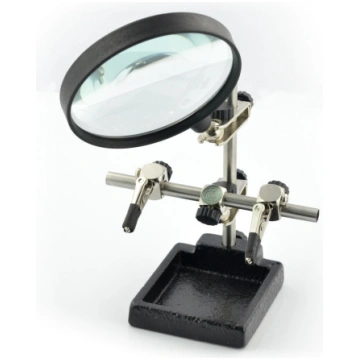 Bracket with a magnifying glass and insulated grip
