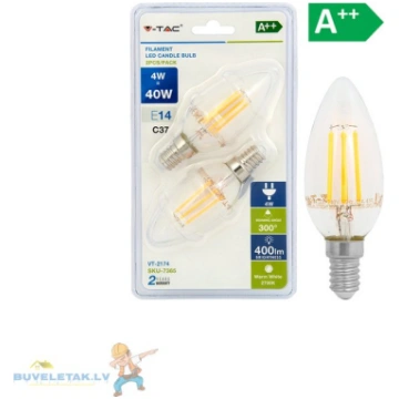 Spuldze LED E14/B35/4W/400lm fila 2gb. 09900
