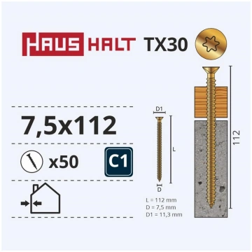 WINDOWS FRAME SCREW 7.5X112 50PCS (12) 00005139670