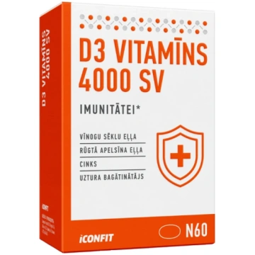 ICONFIT D3 Vitamīns 4000 SV Imunitātei, 60 kapsula